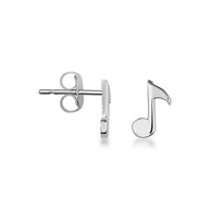 .925 Sterling Silver Eighth Note Music Stud Earrings