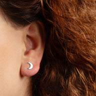 .925 Sterling Silver Celestial Moon Stud Earrings