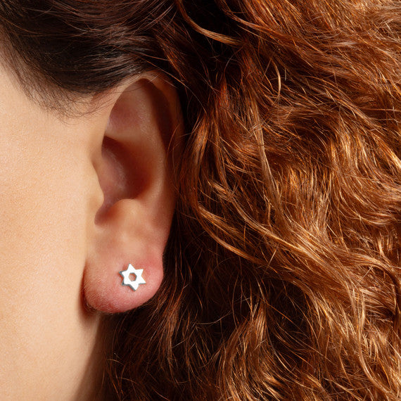 .925 Sterling Silver Jewish Star Of David Stud Earrings
