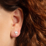 .925 Sterling Silver Tropical Palm Tree Stud Earrings