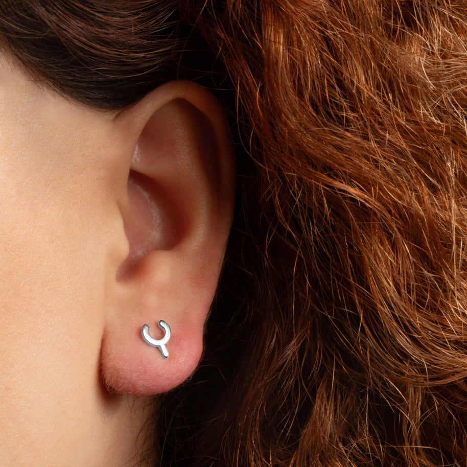 .925 Sterling Silver Lucky Wishbone Stud Earrings
