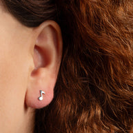.925 Sterling Silver Eighth Note Music Stud Earrings