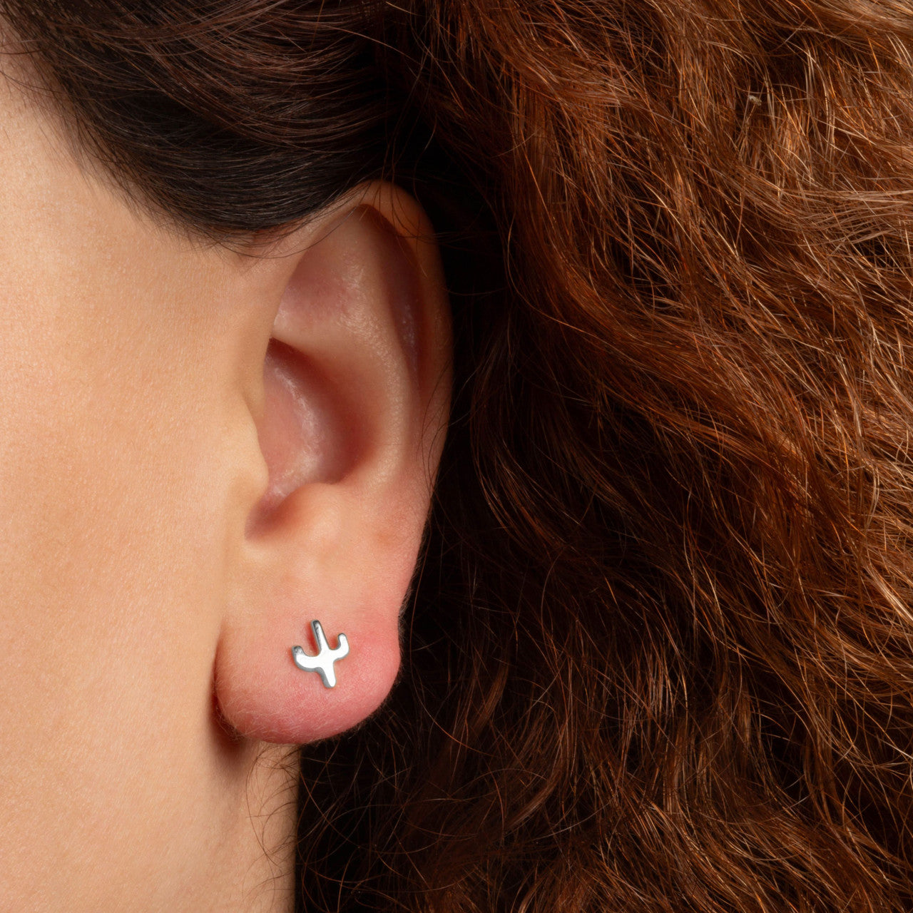 .925 Sterling Silver Desert Cactus Stud Earrings