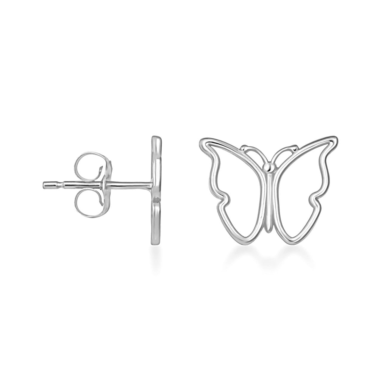.925 Sterling Silver Butterfly Nature Stud Earrings