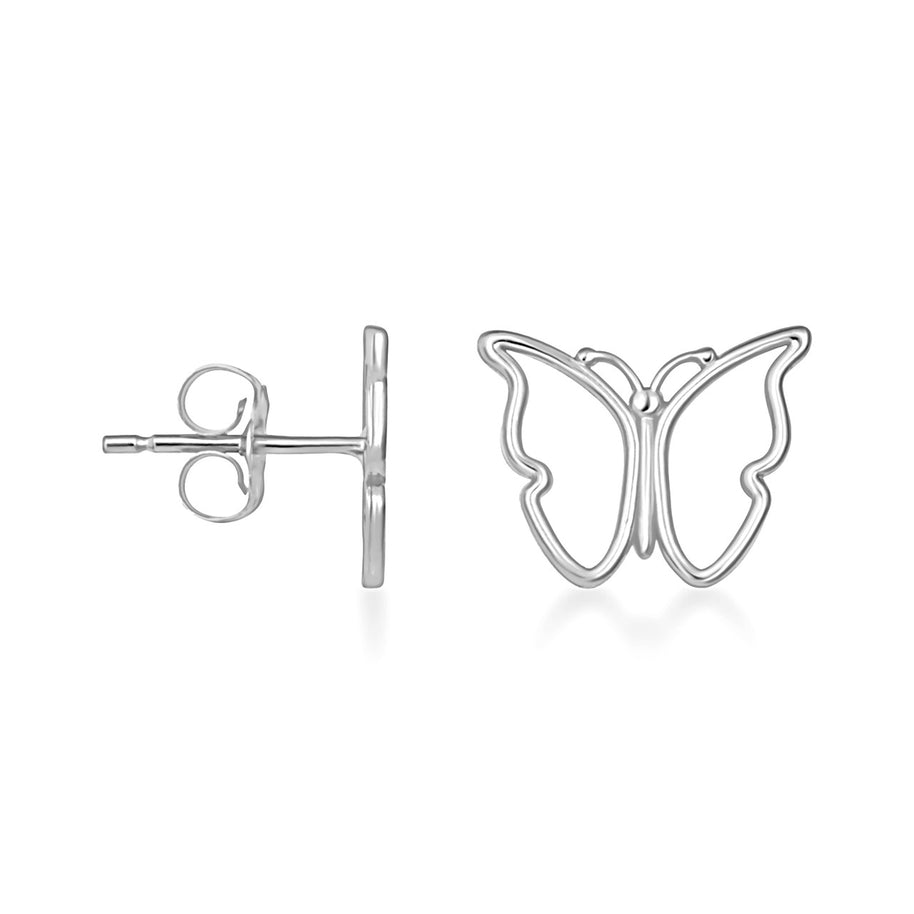 .925 Sterling Silver Butterfly Nature Stud Earrings