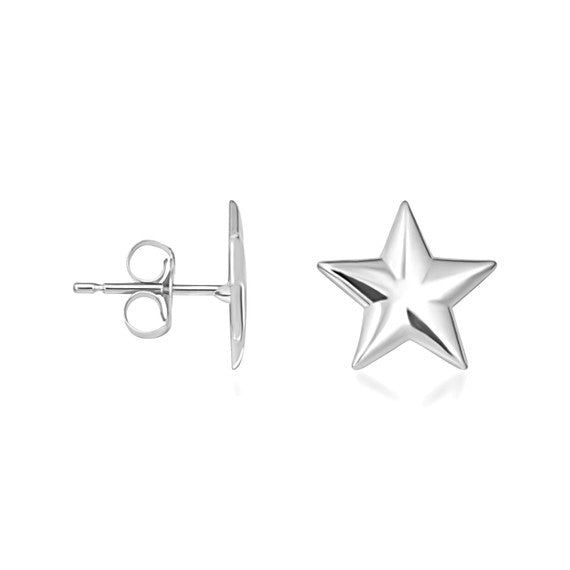 .925 Sterling Silver Star Shape Stud Earrings