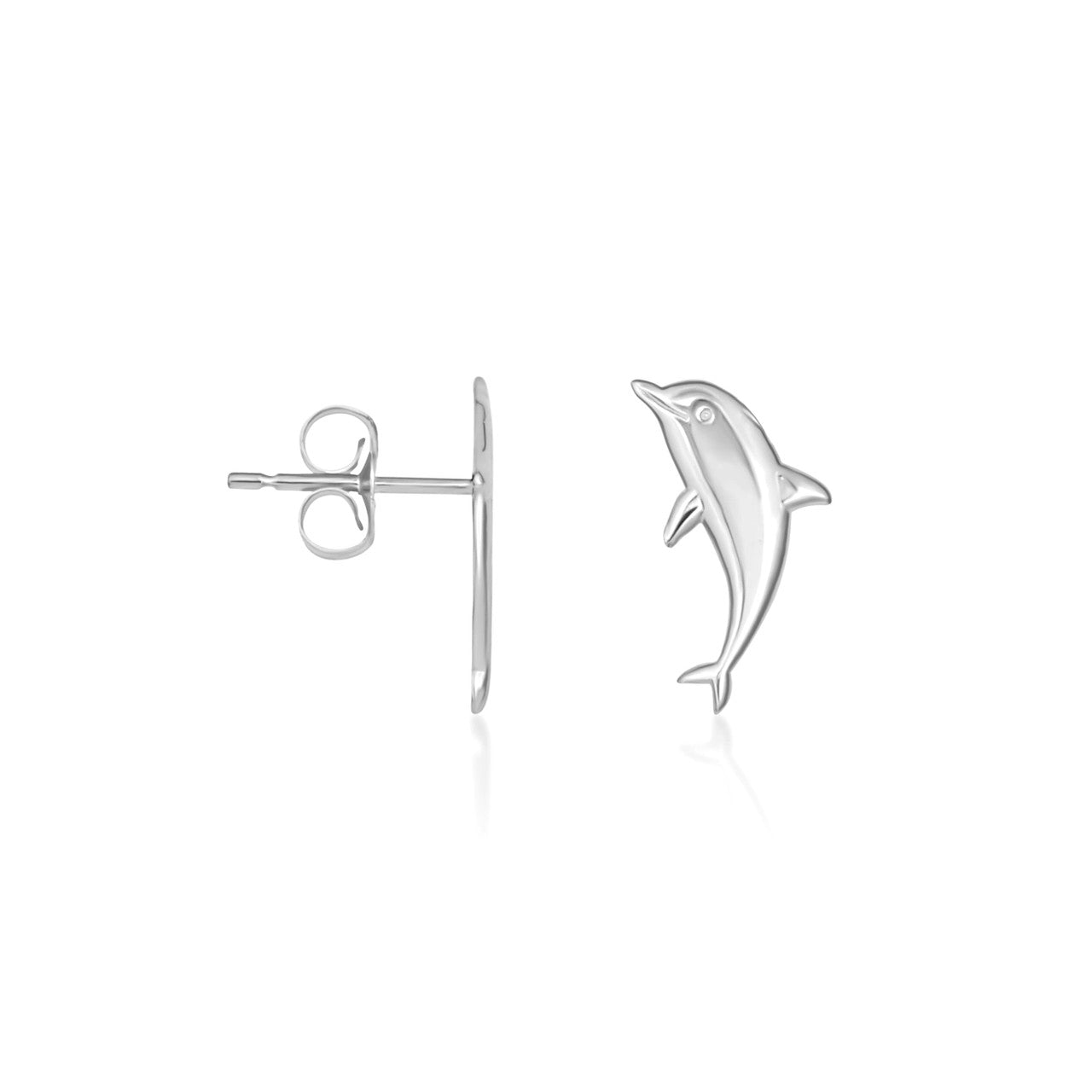 .925 Sterling Silver Marine Dolphin Stud Earrings