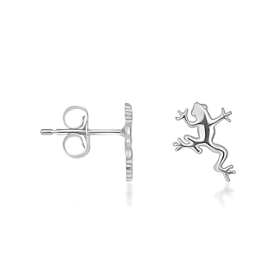 .925 Sterling Silver Frog Animal Stud Earrings