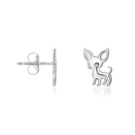 .925 Sterling Silver Chihuahua Pet Dog Stud Earrings