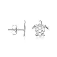.925 Sterling Silver Marine Sea Turtle Stud Earrings