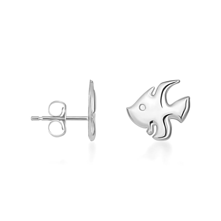 .925 Sterling Silver Fish Stud Earrings