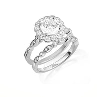14K Gold Lab Grown Diamond Halo Engagement Band Ring Set (Available in Yellow/Rose/White Gold)