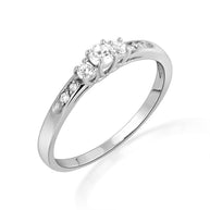 14K Gold Solitaire Lab Grown Triple Set Diamond Wedding Band Ring (Available in Yellow/Rose/White Gold)