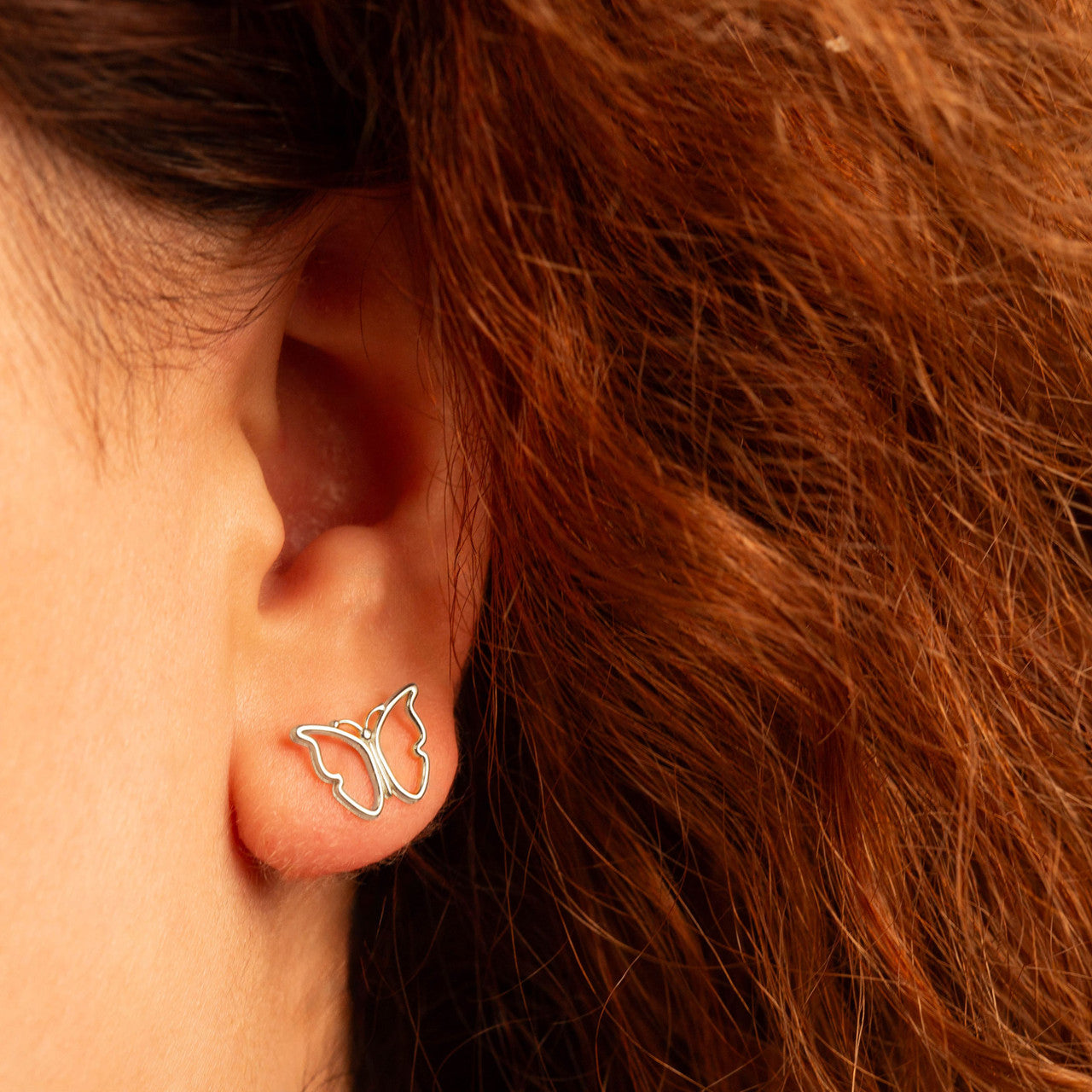 .925 Sterling Silver Butterfly Nature Stud Earrings