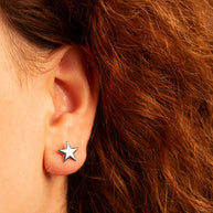 .925 Sterling Silver Star Shape Stud Earrings