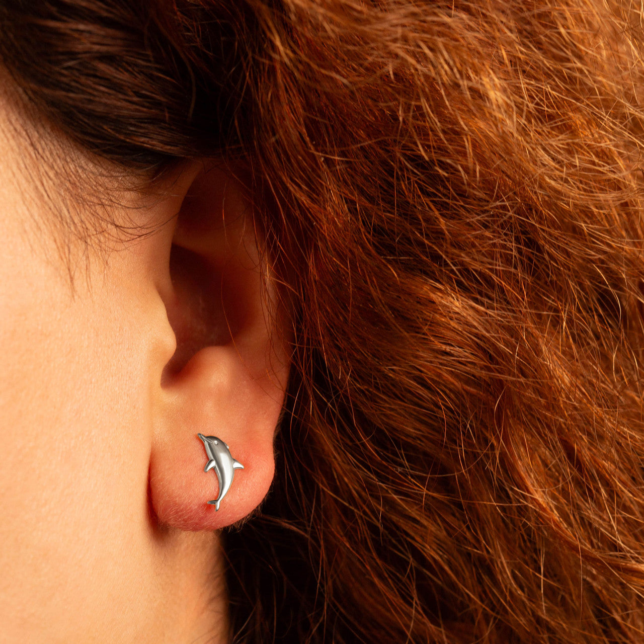 .925 Sterling Silver Marine Dolphin Stud Earrings