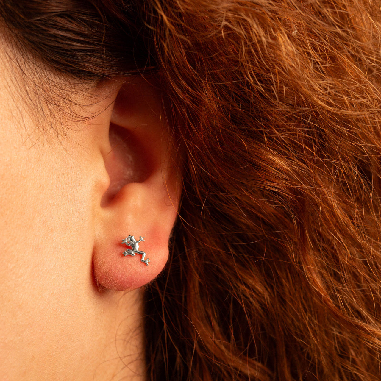 .925 Sterling Silver Frog Animal Stud Earrings