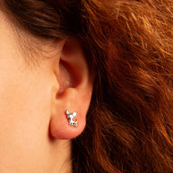 .925 Sterling Silver Chihuahua Pet Dog Stud Earrings