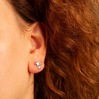 .925 Sterling Silver Star Cluster Stud Earrings