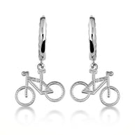 .925 Sterling Silver Bicycle Cuban Link Huggie Hoop Earrings