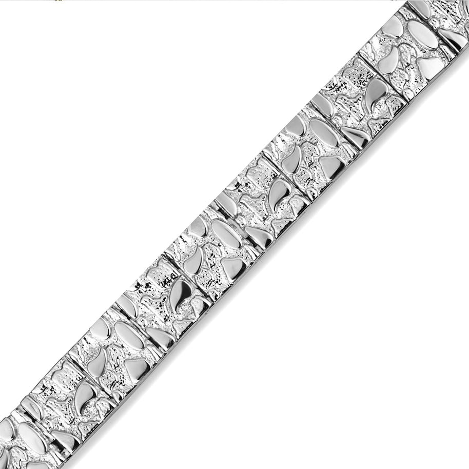 Solid .925 Sterling Silver Heavy Nugget Bracelet (Available in Small/Large)