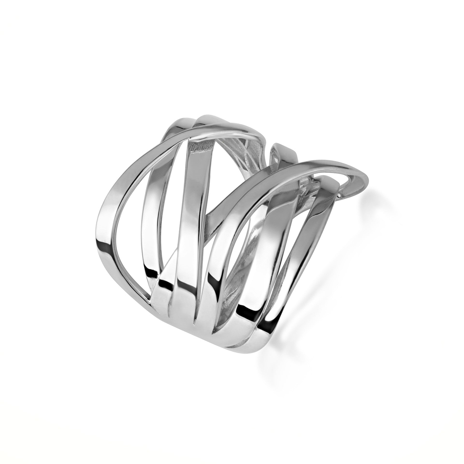 .925 Sterling Silver Multi Row Wavy Ring