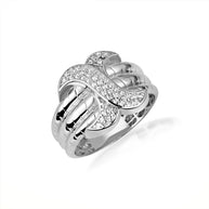 Two-Tone Gold Diamond X Design Multi Row Triple Band Ring (Available in Yellow/Rose/White Gold)