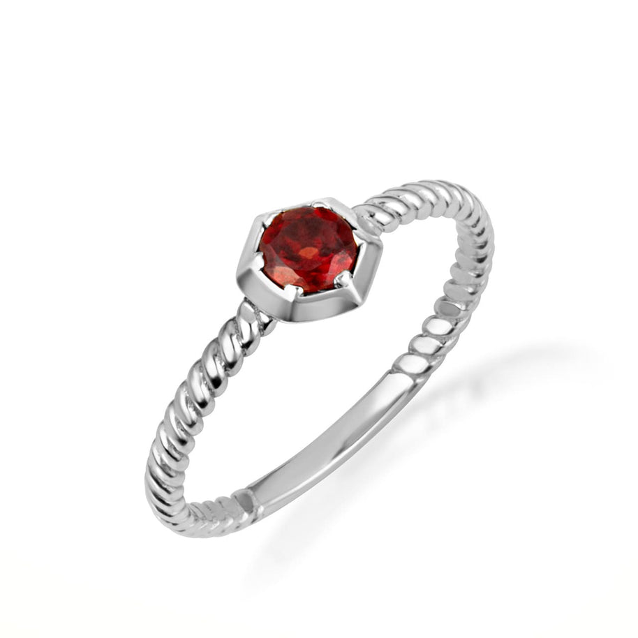 Gold Personalized Genuine Gemstone Rope Ring (Available in Yellow/Rose/White Gold)