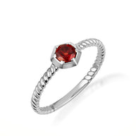 Gold Personalized Genuine Gemstone Rope Ring (Available in Yellow/Rose/White Gold)