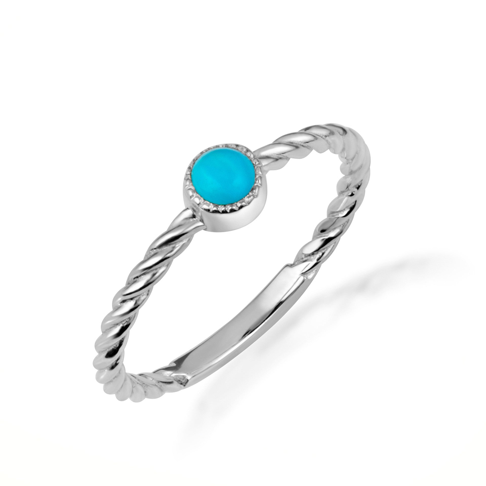 .925 Sterling Silver Genuine Turquoise Gemstone Rope Statement Ring