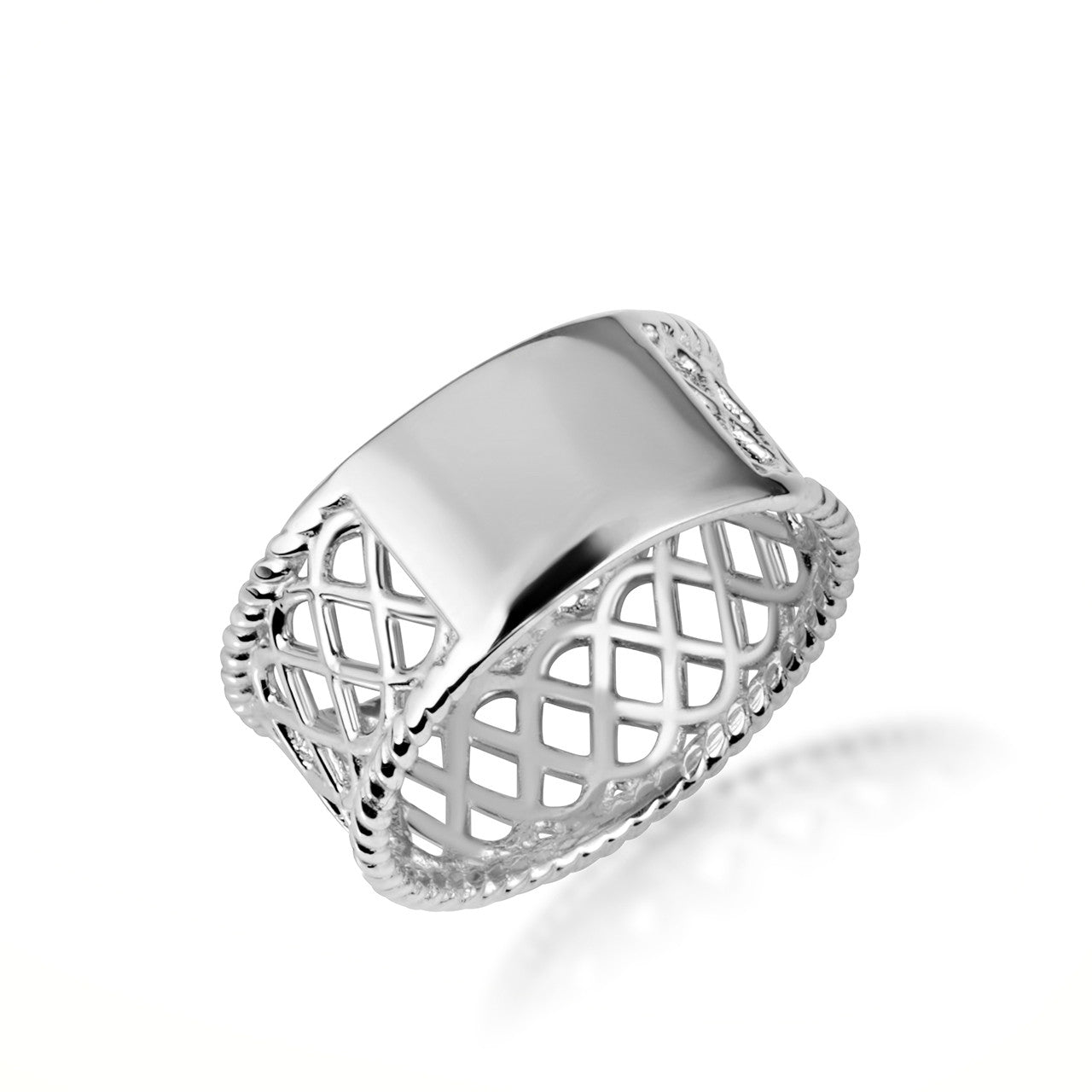 .925 Sterling Silver Criss Cross X Design Band Ring
