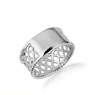 .925 Sterling Silver Criss Cross X Design Band Ring