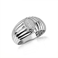 Two-Tone Gold Ribbed Oval Solitaire Diamond Ring (Available in Yellow/Rose/White Gold)