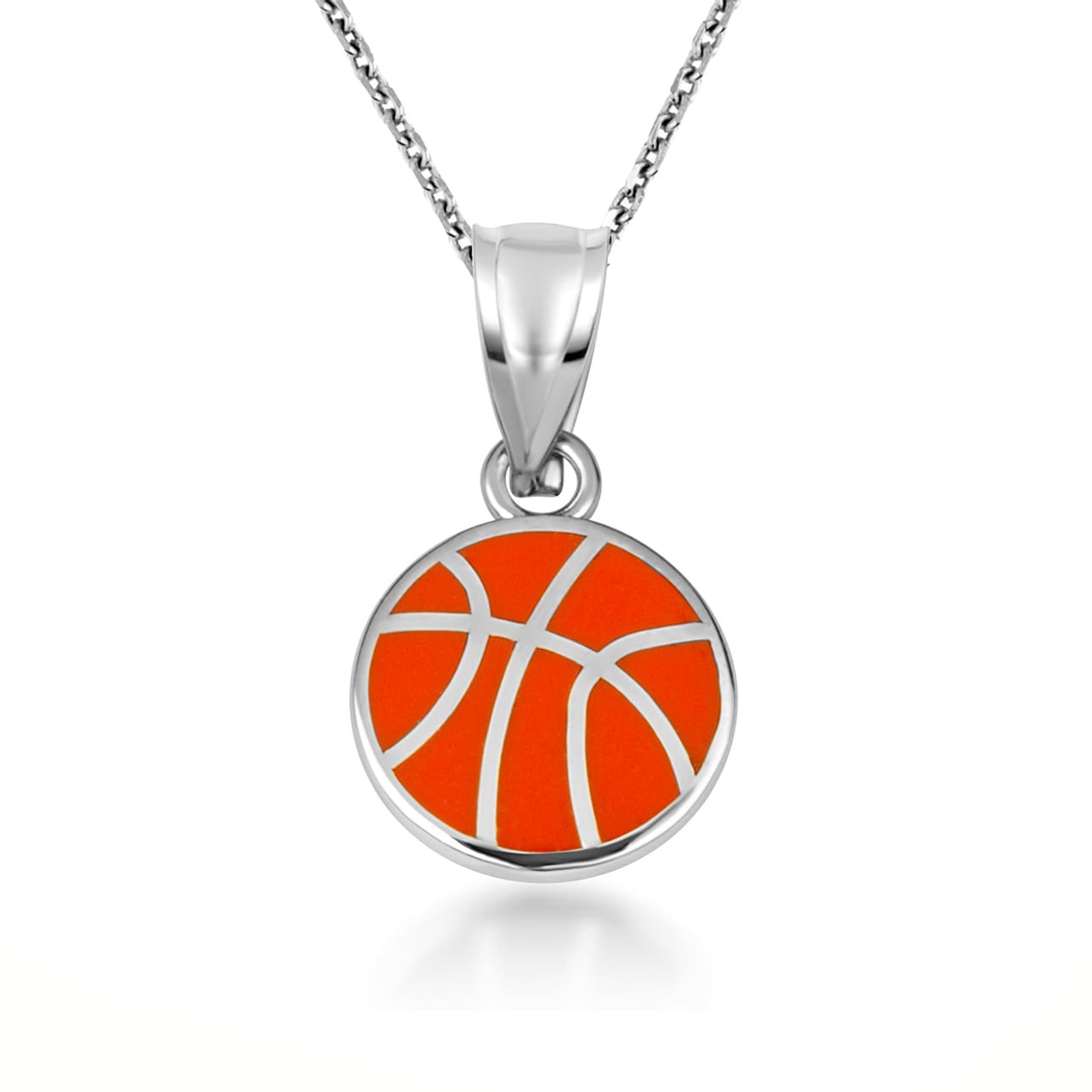 Gold Enamel Basketball Necklace (Available in Yellow Gold, Rose Gold, White Gold)