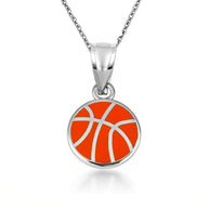 Gold Enamel Basketball Necklace (Available in Yellow Gold, Rose Gold, White Gold)