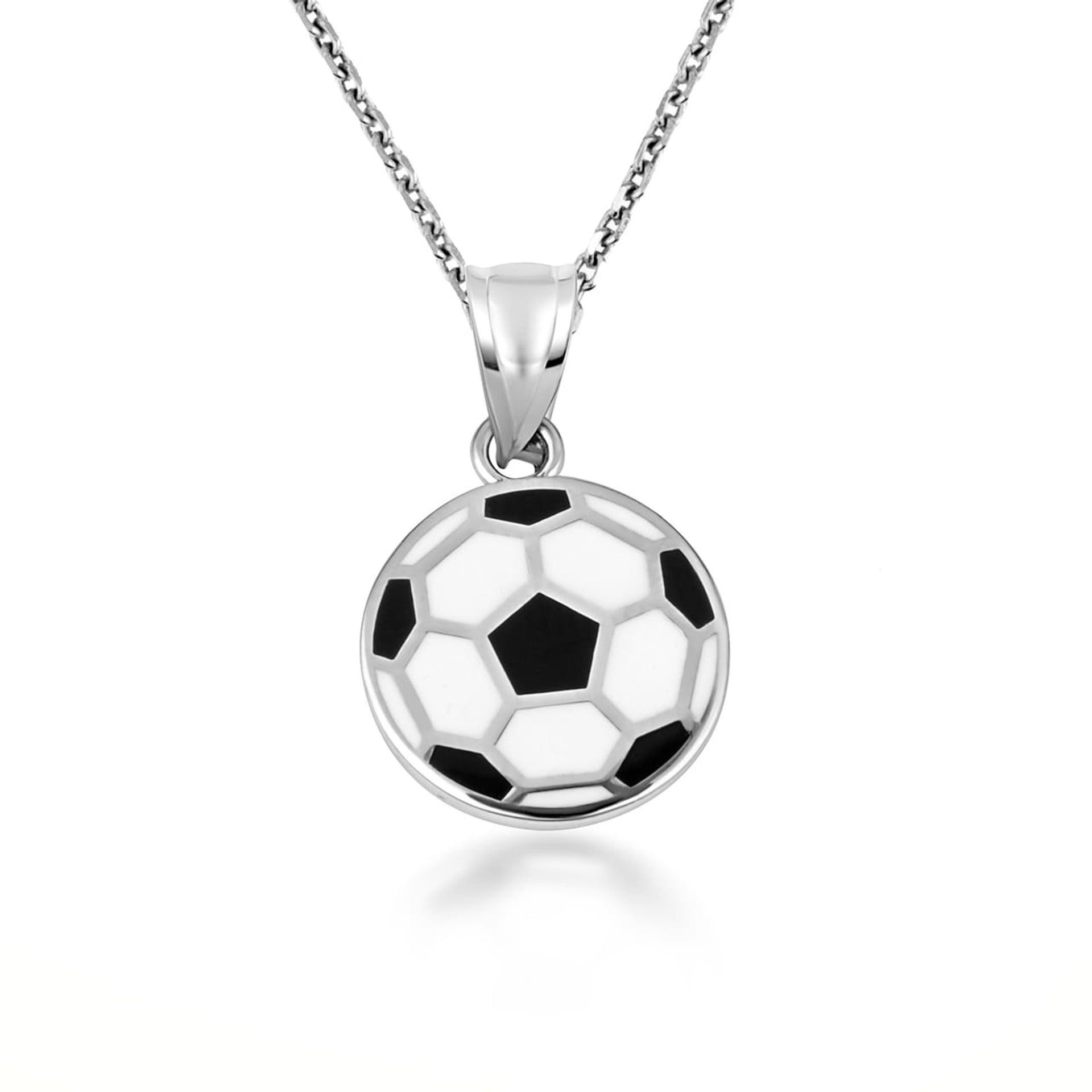 Gold Enamel Soccer Ball Necklace (Available in Yellow Gold, Rose Gold, White Gold)