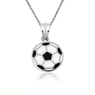 Gold Enamel Soccer Ball Necklace (Available in Yellow Gold, Rose Gold, White Gold)