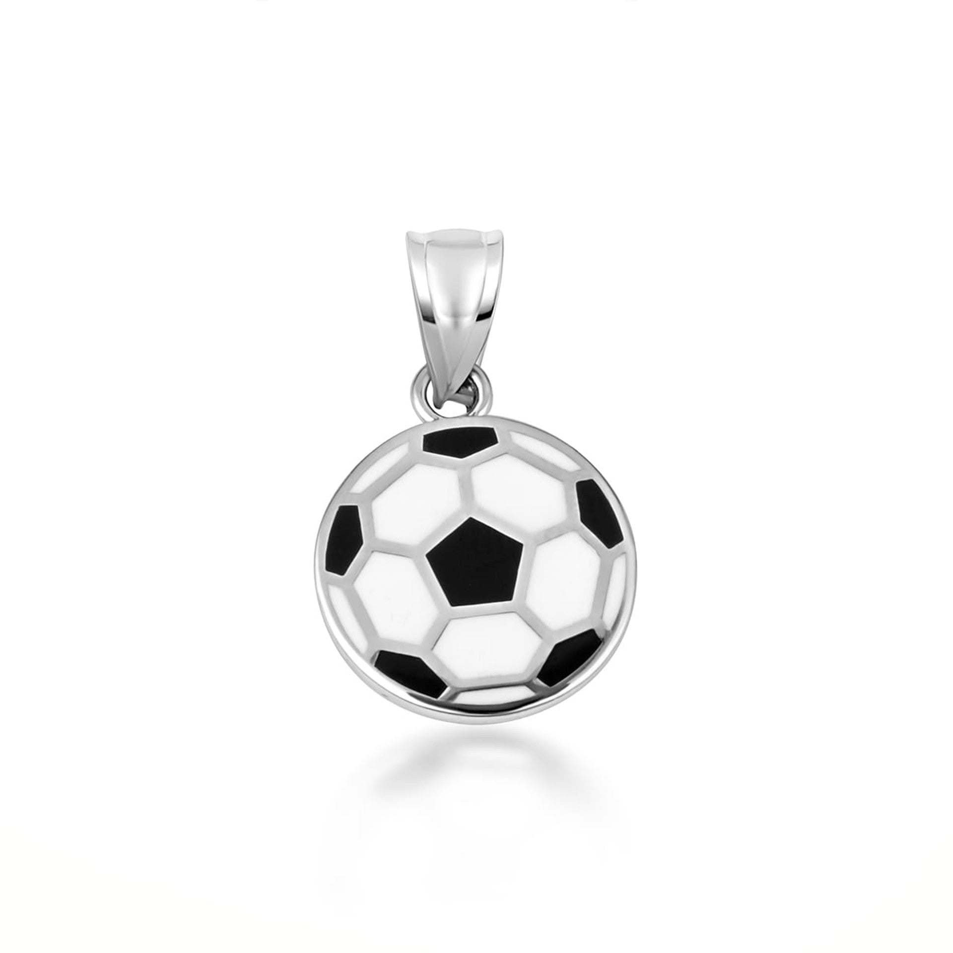 Gold Enamel Soccer Ball Necklace (Available in Yellow Gold, Rose Gold, White Gold)