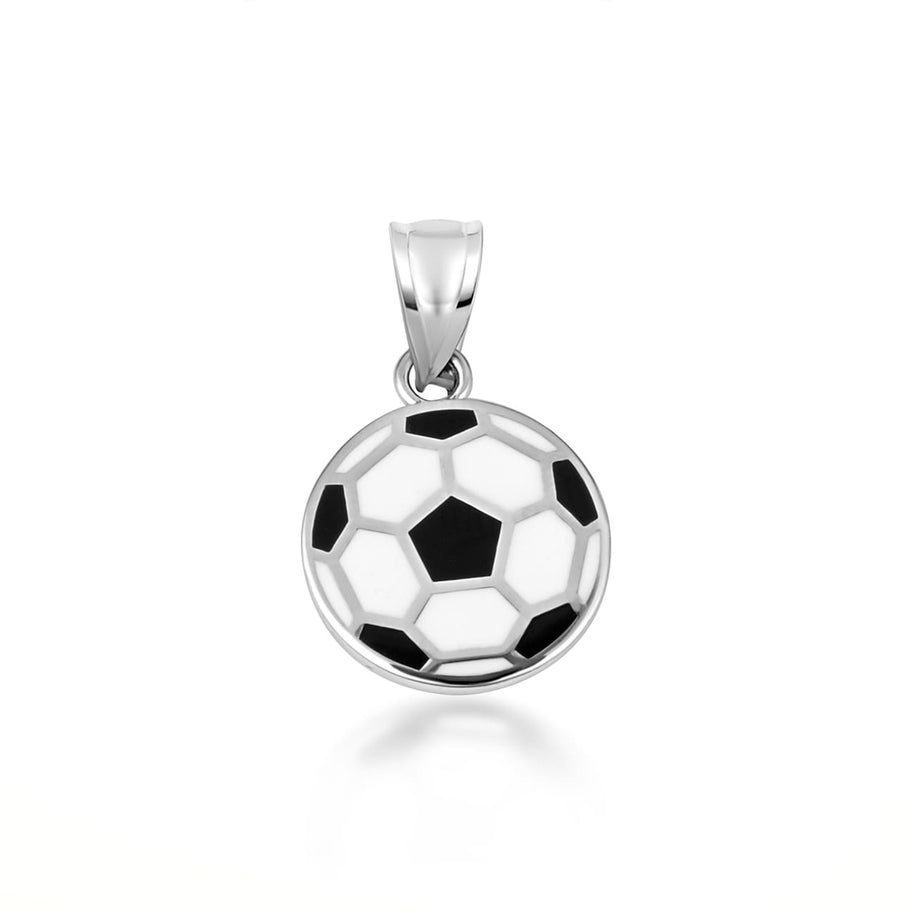 Gold Enamel Soccer Ball Necklace (Available in Yellow Gold, Rose Gold, White Gold)