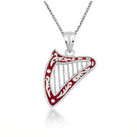 Gold Enamel Harp Music Pendant Necklace (Available in Yellow/Rose/White Gold)