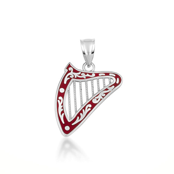 Gold Enamel Harp Music Pendant Necklace (Available in Yellow/Rose/White Gold)