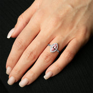 925 Sterling Silver Marquise Cut Birthstone Halo Ring