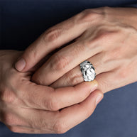.925 Sterling Silver Men's Symbol of Strength Nugget Ring