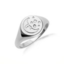 .925 Sterling Silver Moon Face Celestial Stars Signet Ring