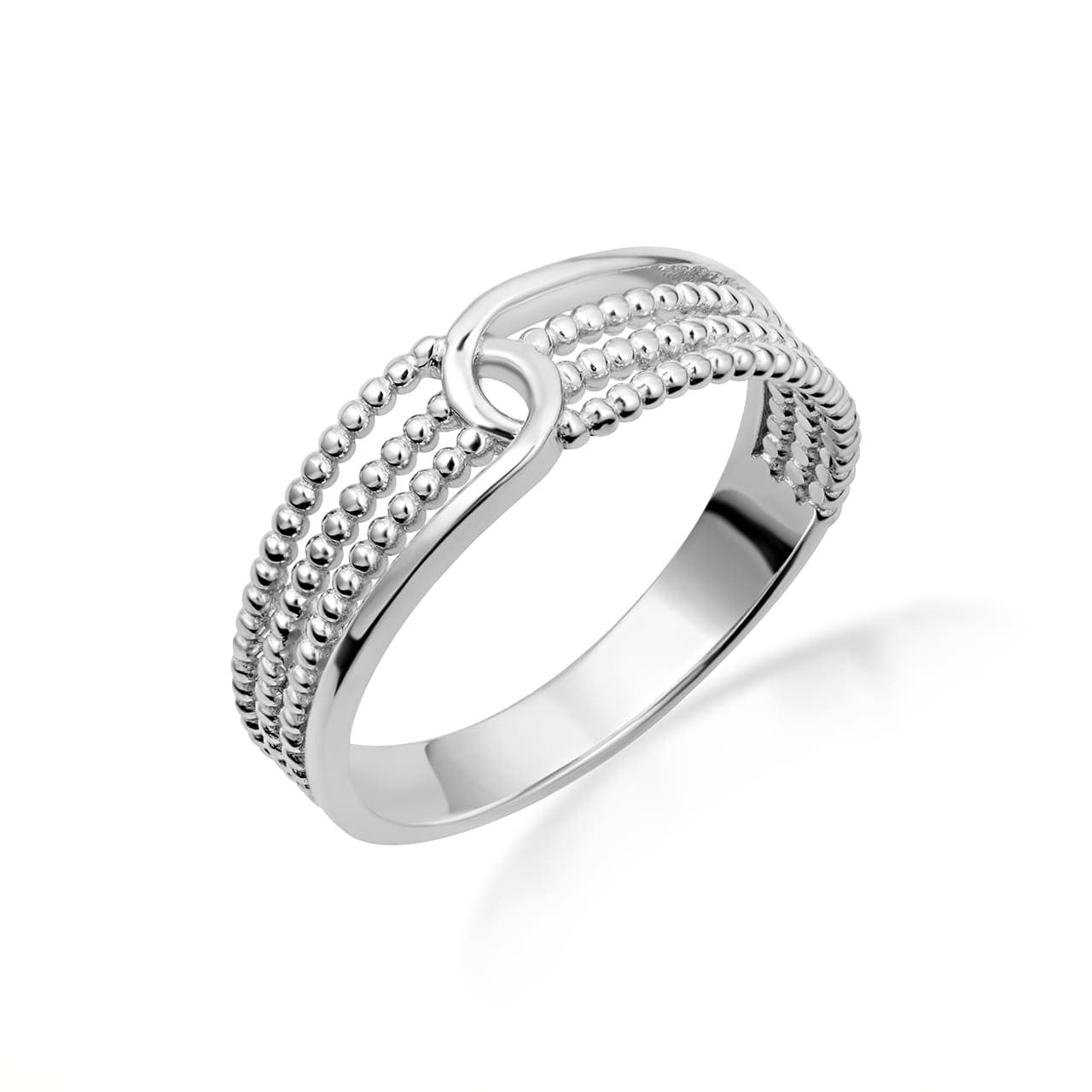 .925 Sterling Silver Multi-Row Beaded Band Ring