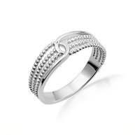 .925 Sterling Silver Multi-Row Beaded Band Ring