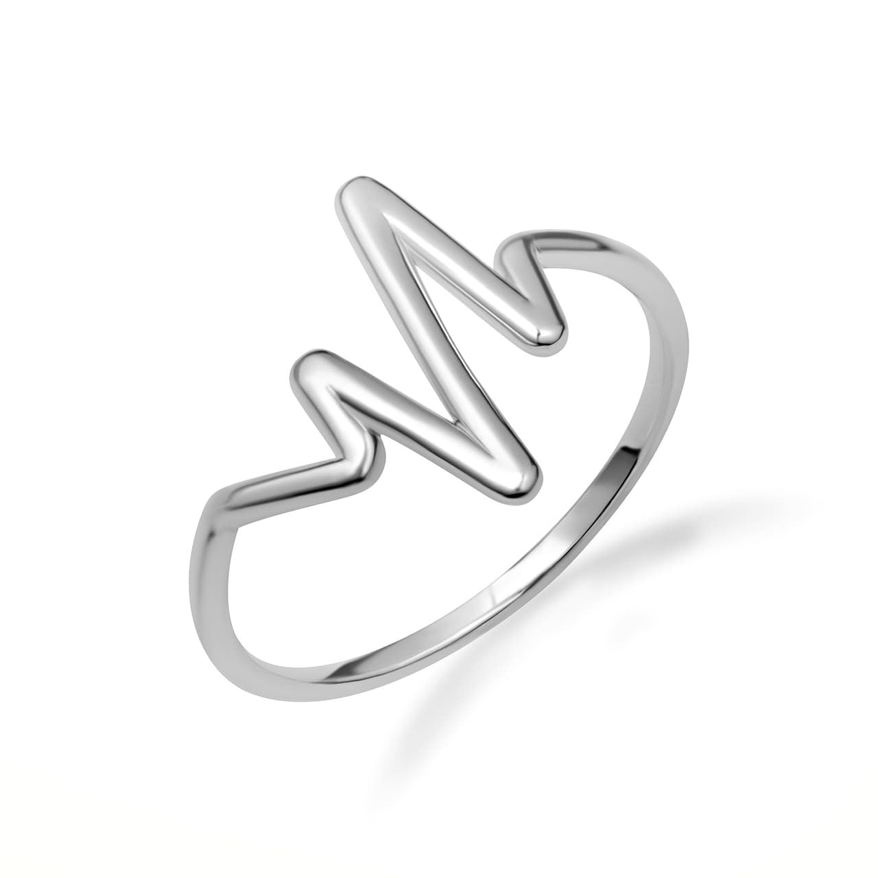 .925 Sterling Silver Heartbeat EKG Pulse Ring
