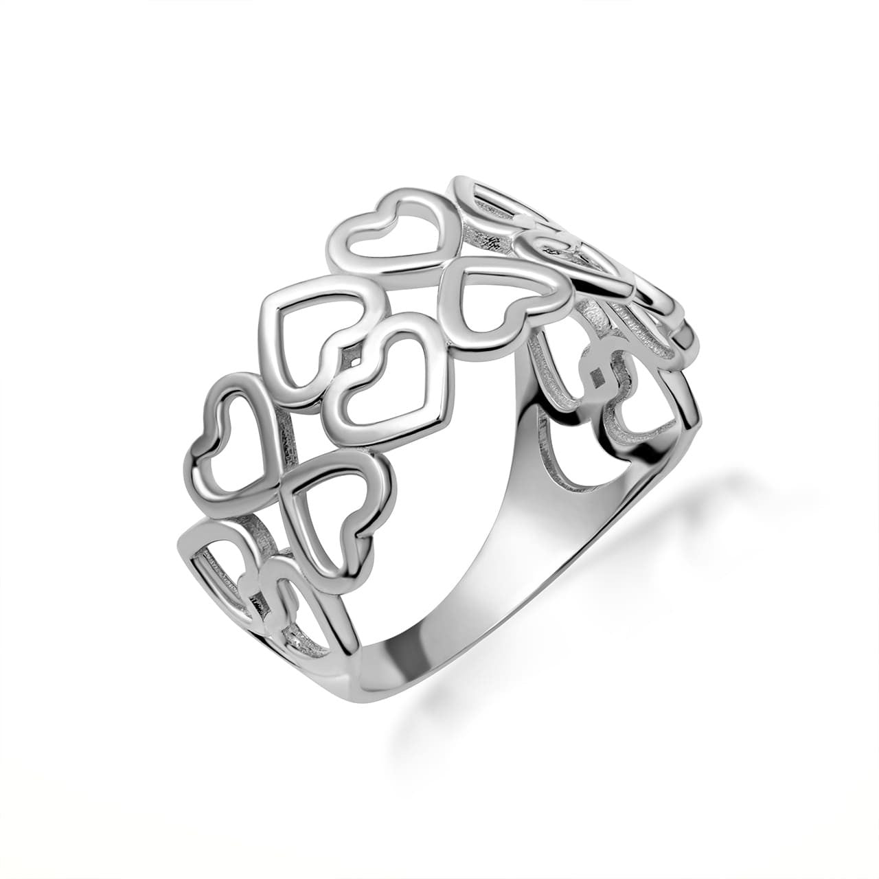 Gold Hearts Double Band Love Ring (Available in Yellow/Rose/White Gold)
