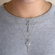 .925 Sterling Silver Saint Benedict Medal Key Textured Pendant Necklace (Available in Small/Large)