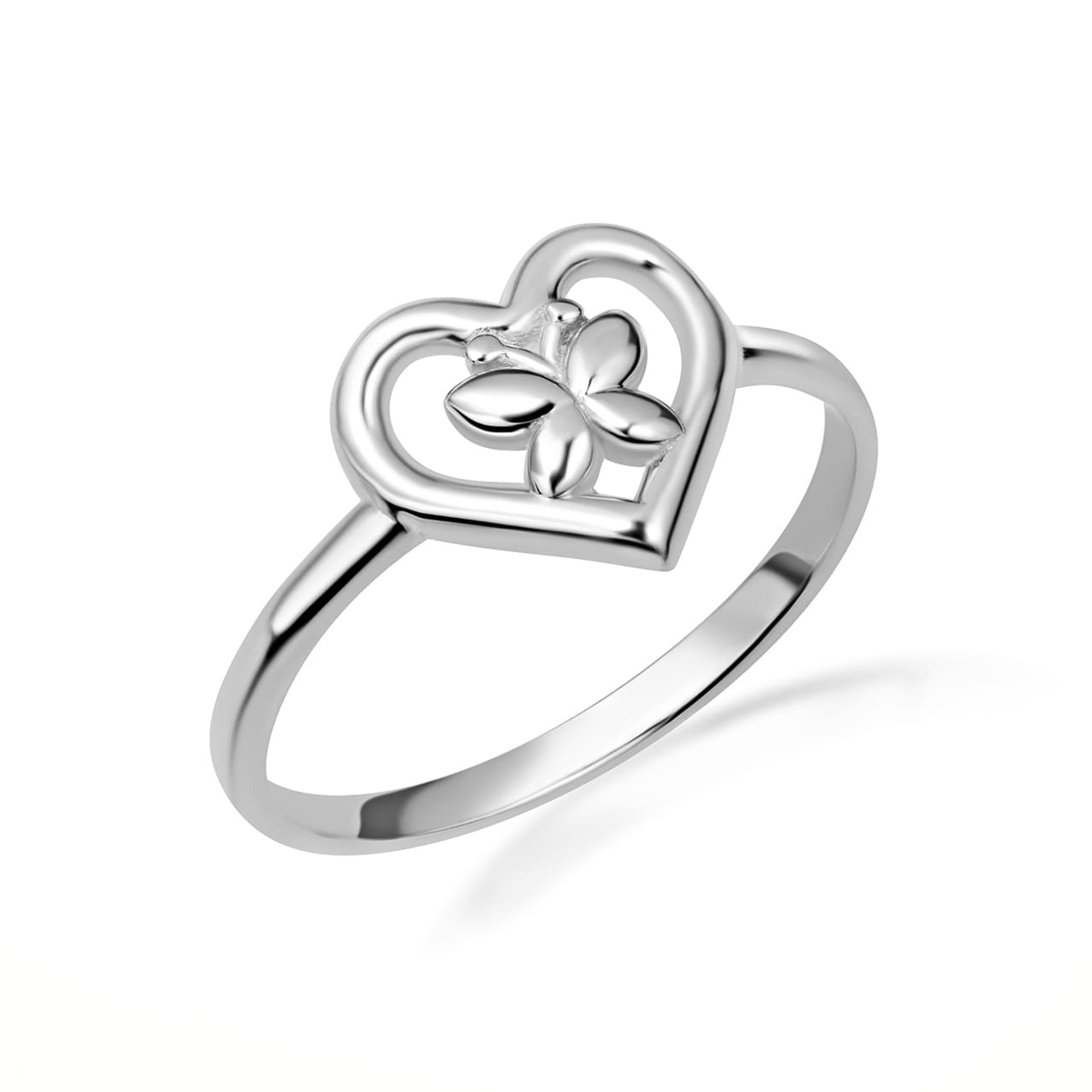 Gold Butterfly Heart Love Ring (Available in Yellow/Rose/White Gold)